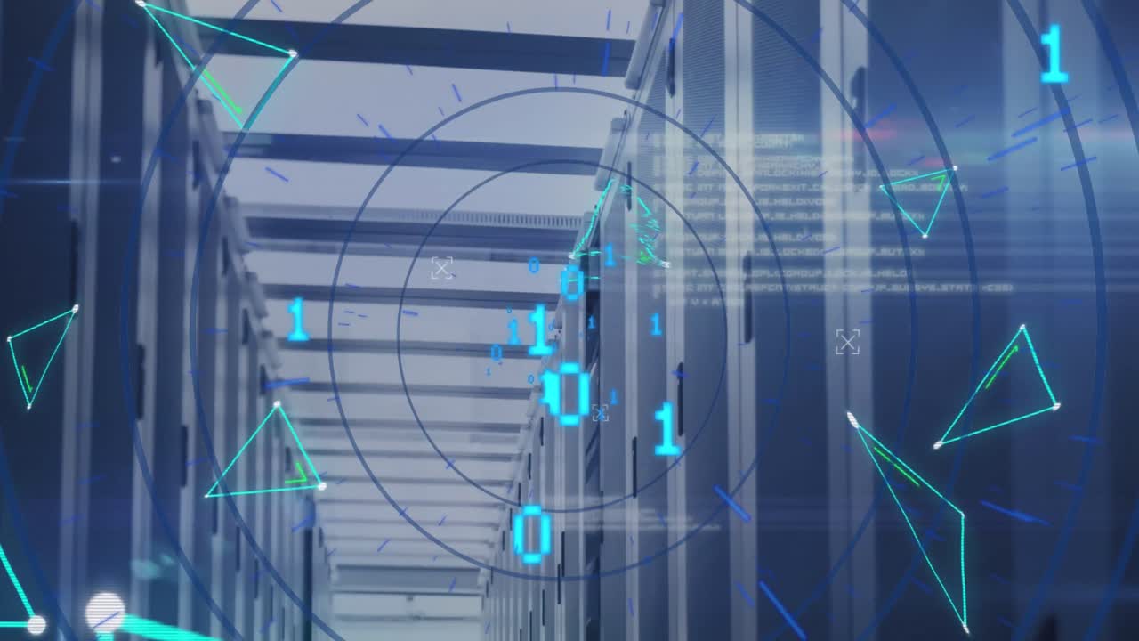 서버 에 모양을 형성하는 원과 연결된 점 위의 이진 코드의 애니메이션