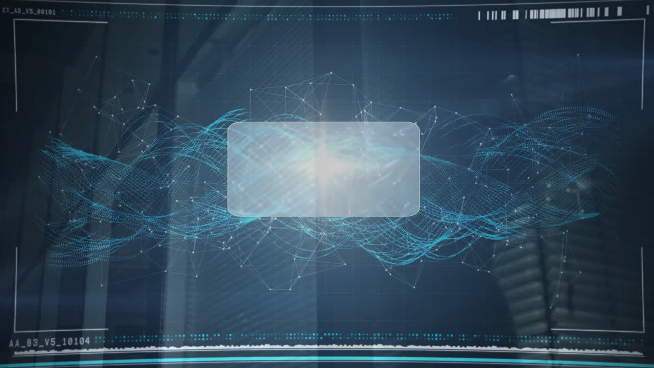 Animation of glowing blue waveforms and geometric patterns in futuristic style