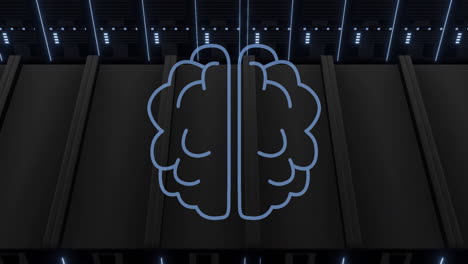 animación del cerebro de la ia y procesamiento de datos digitales a través de servidores informáticos
