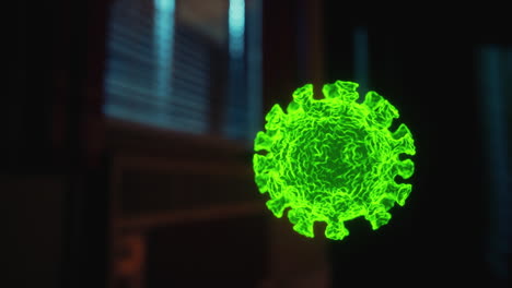el coronavirus covid19 en una habitación de hotel vacía