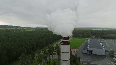 drone arc around factory smokestack emits hazardous greenhouse gas emissions