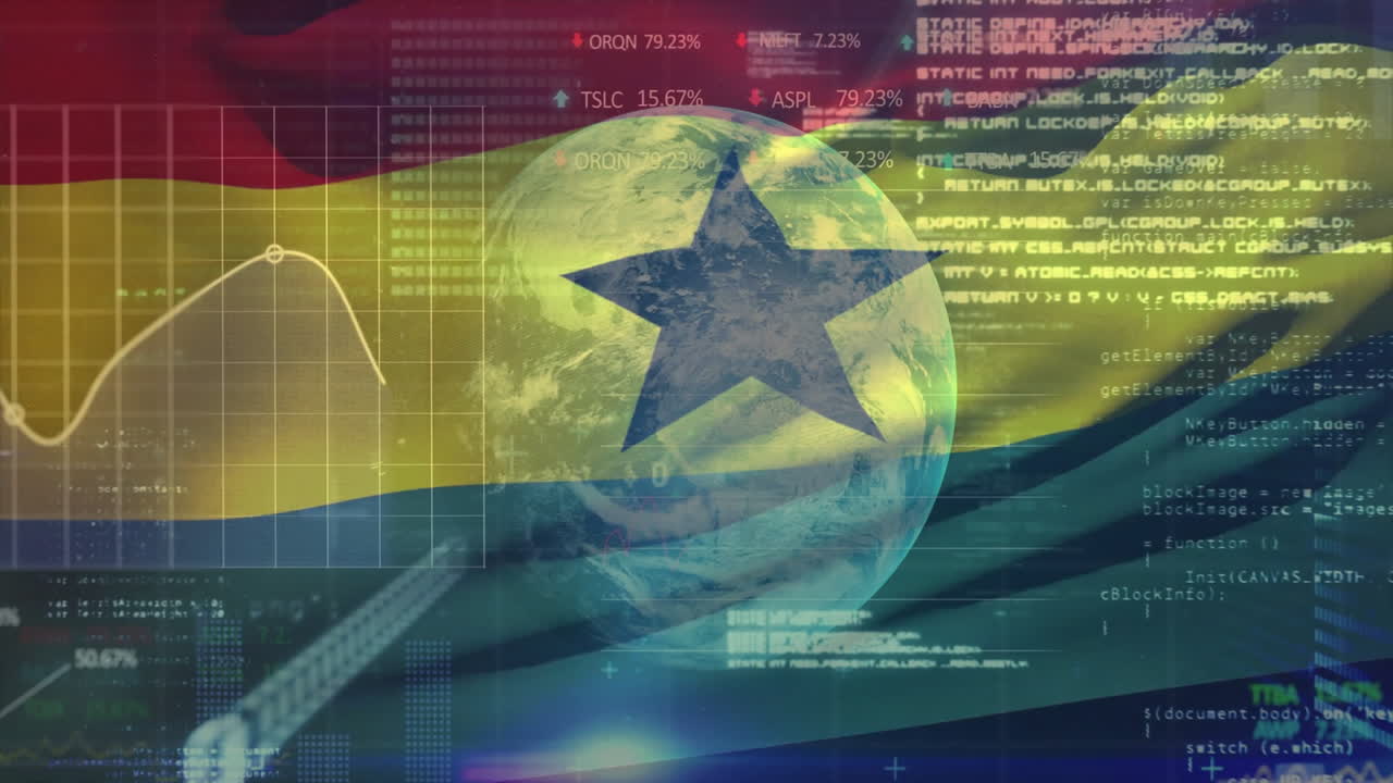 가나의 발 위에서 금융 데이터 처리의 애니메이션