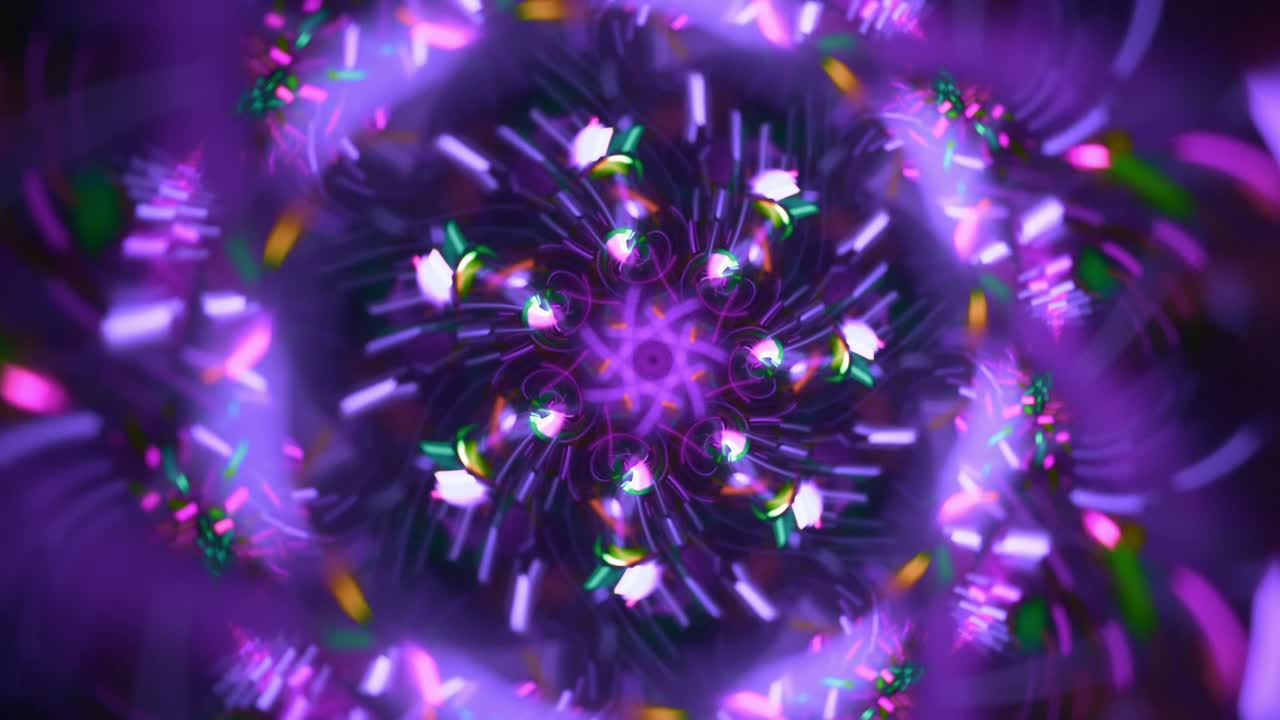 caleidoscopio floral fractal abstracto - gusanos espaciales púrpuras - música en bucle sin costuras vj colorido caótico streaming telón de fondo arte