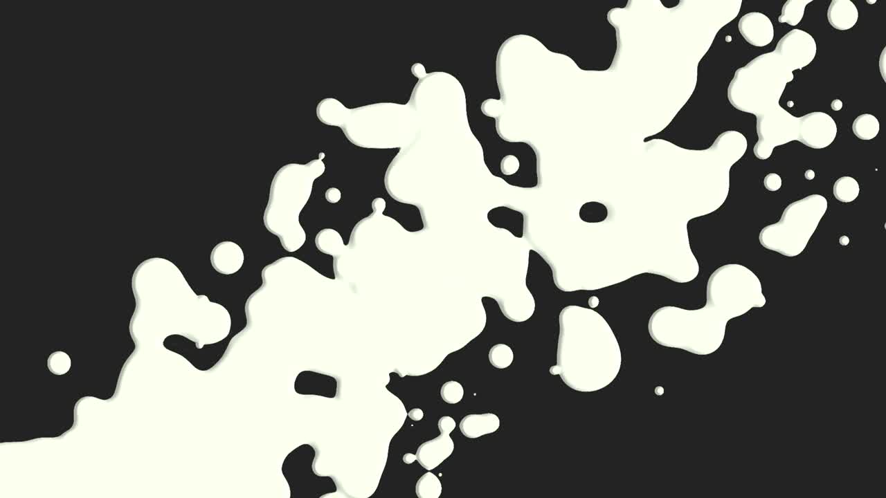 Liquido astratto bianco e nero con schizzi e macchie.