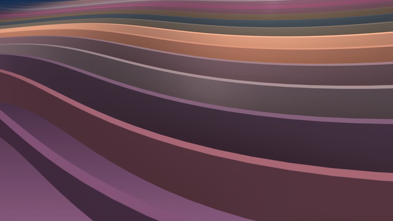 A row of colorful stripes with wave motion and reflections. 3D background.
