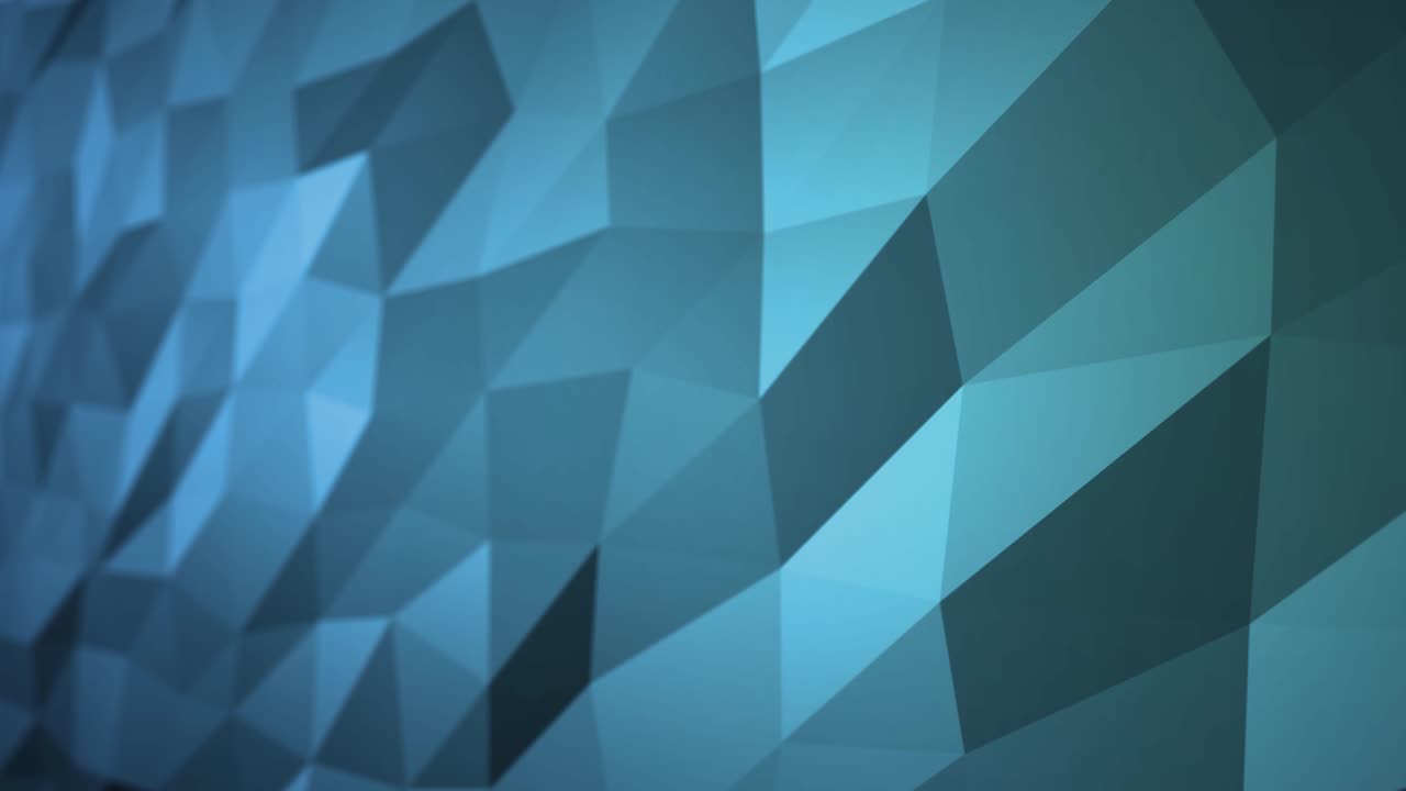 superficie poligonal abstracta azul que se mueve en animación 3d sin costuras en 4k. vista lateral