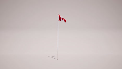bandera de canadá en un poste de metal agitando en fondo blanco animación 3d