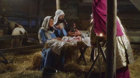 nativity scene in a barn