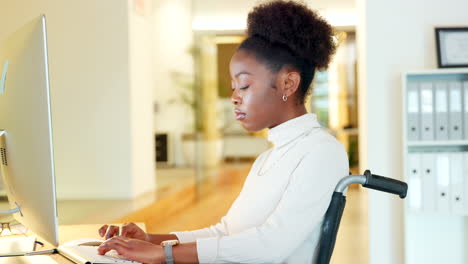 Disabled-businesswoman-in-a-wheelchair-working