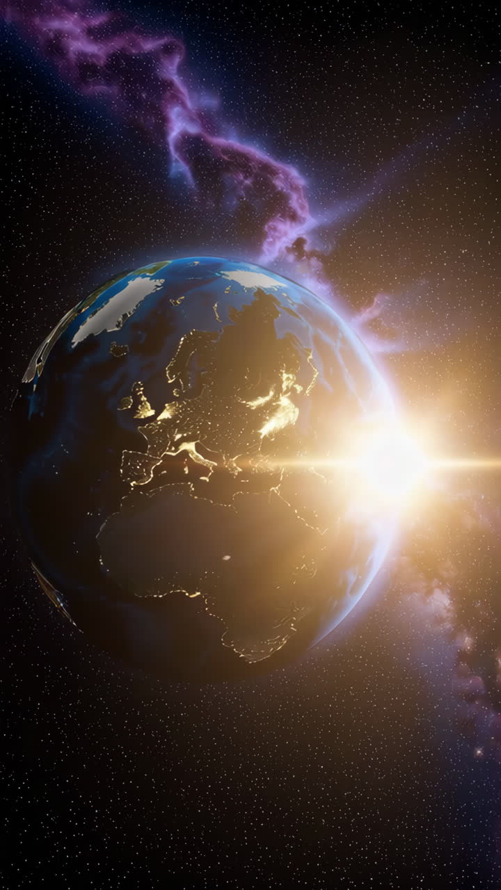 Terra no Espaço com Vista Dia/Noite