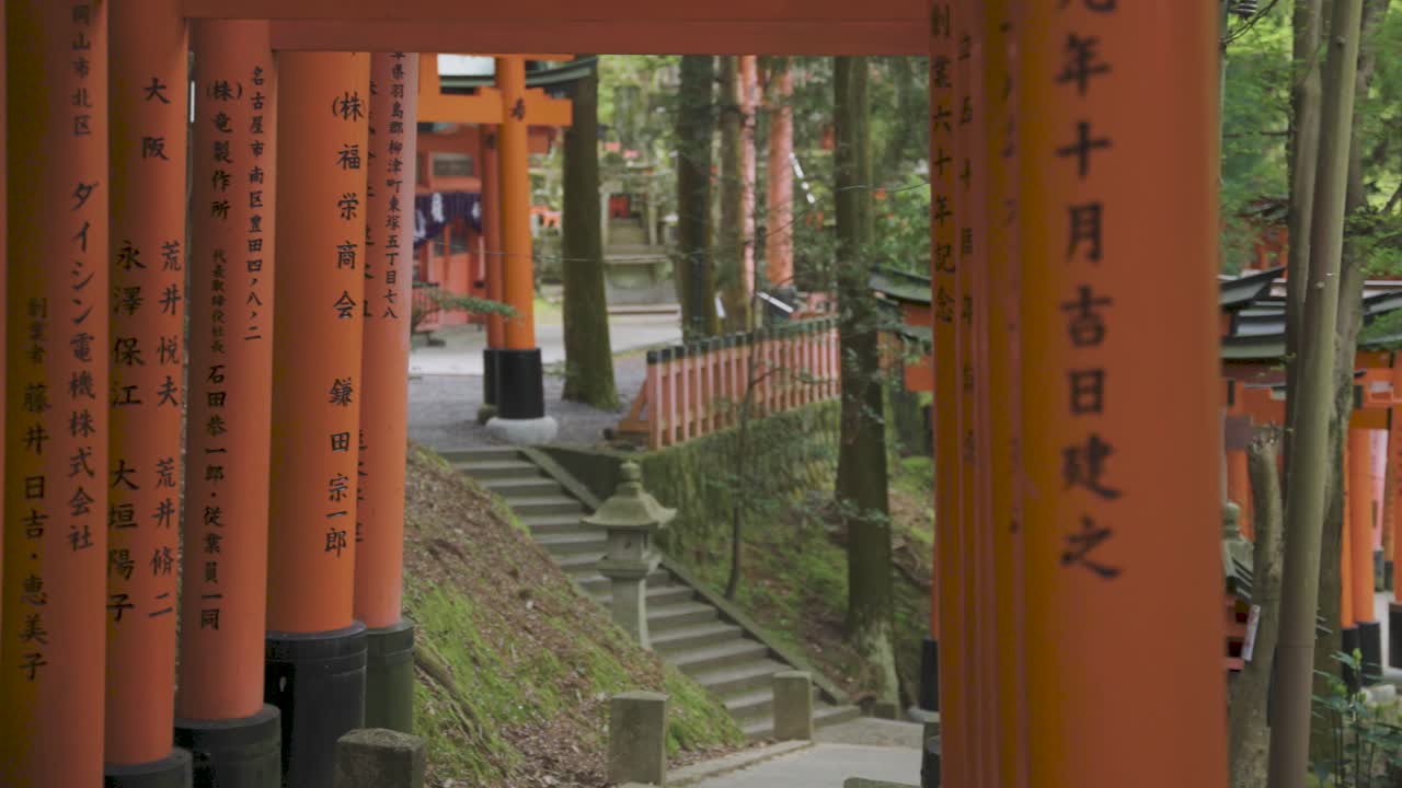 kyoto japón, santuario fushimi inari, tiro panorámico lento sin gente