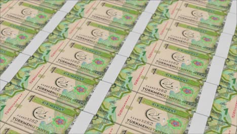 Billetes-De-1-Manat-De-Turkmenistán-Impresos-Por-Una-Prensa-De-Dinero