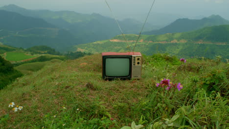 lone television set placed on the highest ground for increased reception