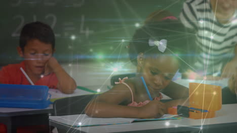 animación de la red de conexiones sobre la niña afroamericana en el aula