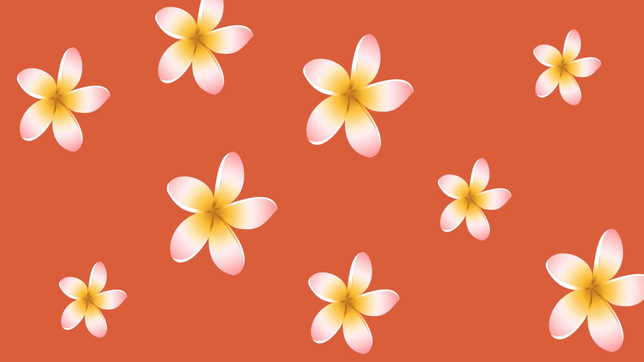 Animazione di fiori gialli che pulsano in formazione su sfondo arancione.