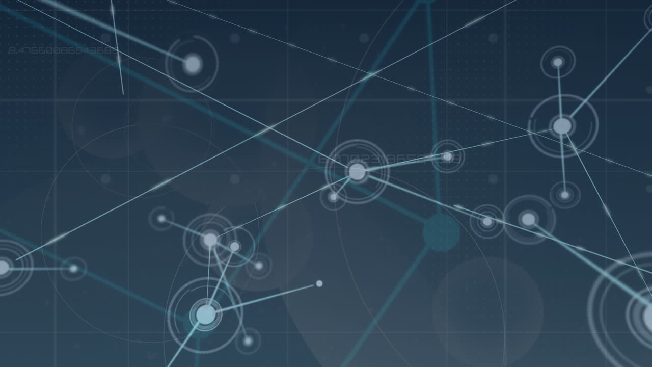 animación de la red de conexiones y cubos en espacio azul