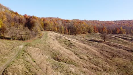 aerial view of hills on autumn season