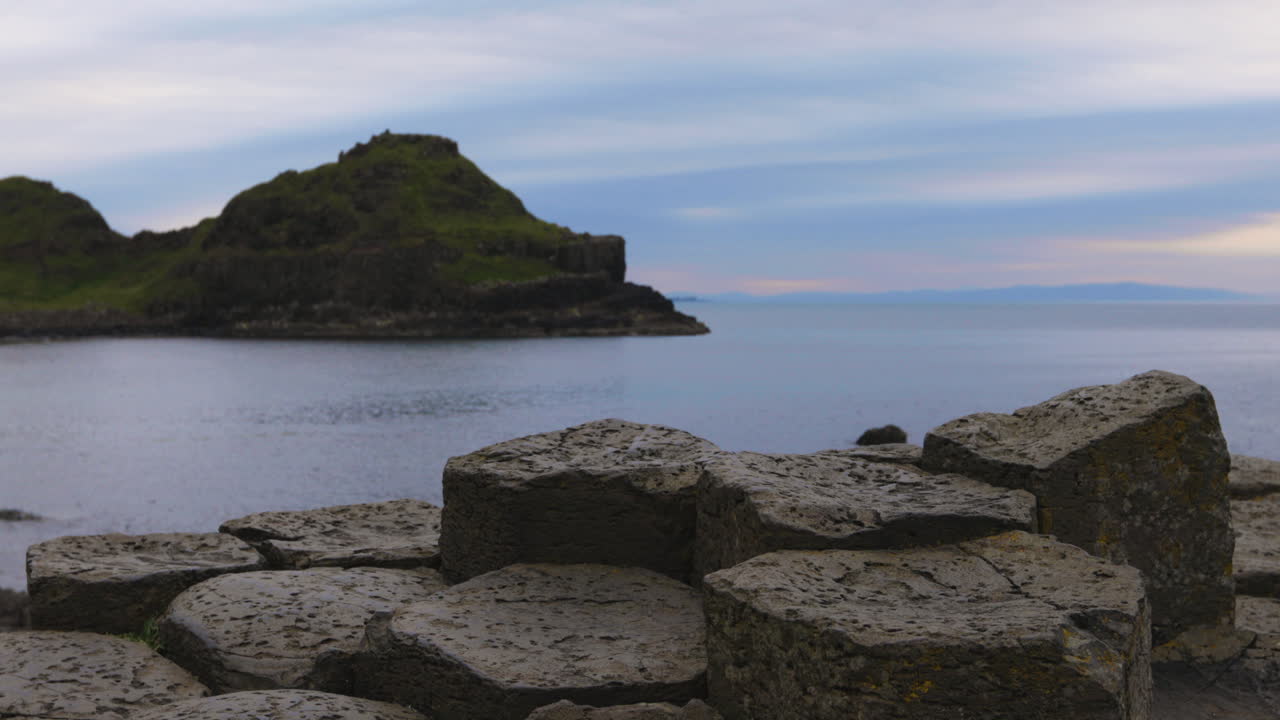 Geometry in nature - interesting hexagonal rocks located on a coastline