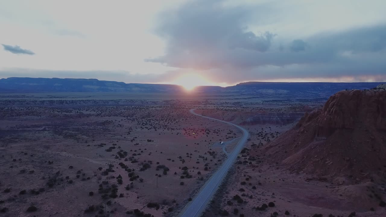 Northern New Mexico Golden Starburst Sunset Aerial View