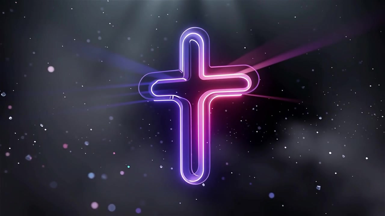 Croce Cristiana Luce Celestiale Sfondo per il Culto.