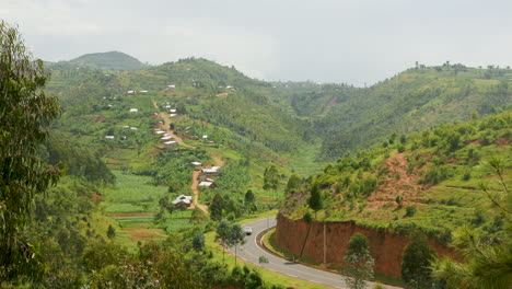 wide shot of rural village in rwanda