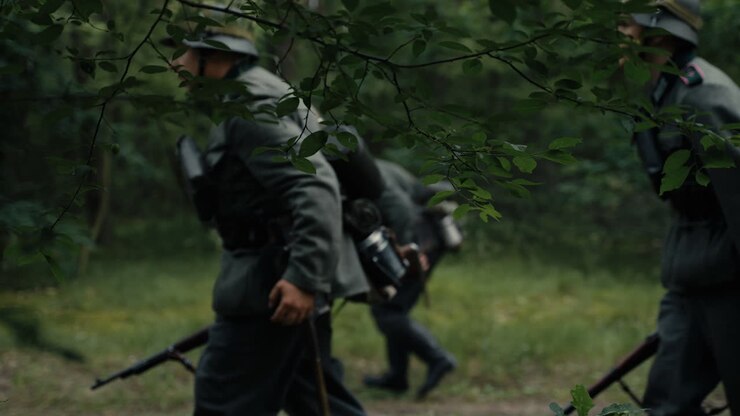 Soldati tedeschi nel bosco durante la Prima Guerra Mondiale