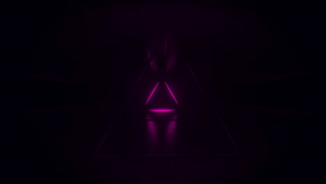 abstract pink futuristic background. space from glowing neon light tubes of astera on black background. technology, vj concept. tunnel interior view from a triangle. led lamp. 3d loop animation of 4k