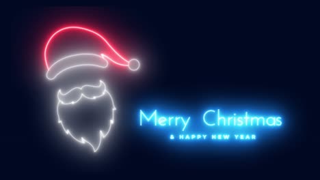 neon merry christmas and happy new year, animated on a dark blue  background