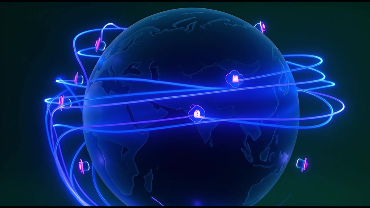 Abstrakt globalt netværk med glødende dataforbindelser på Jorden