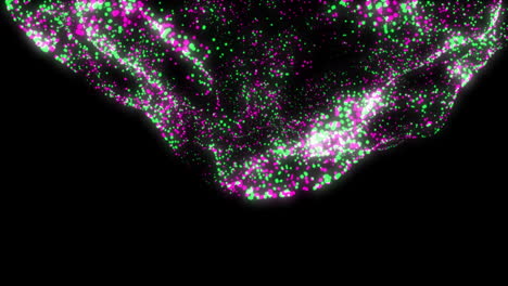 animation of networks of connections and data processing over black background