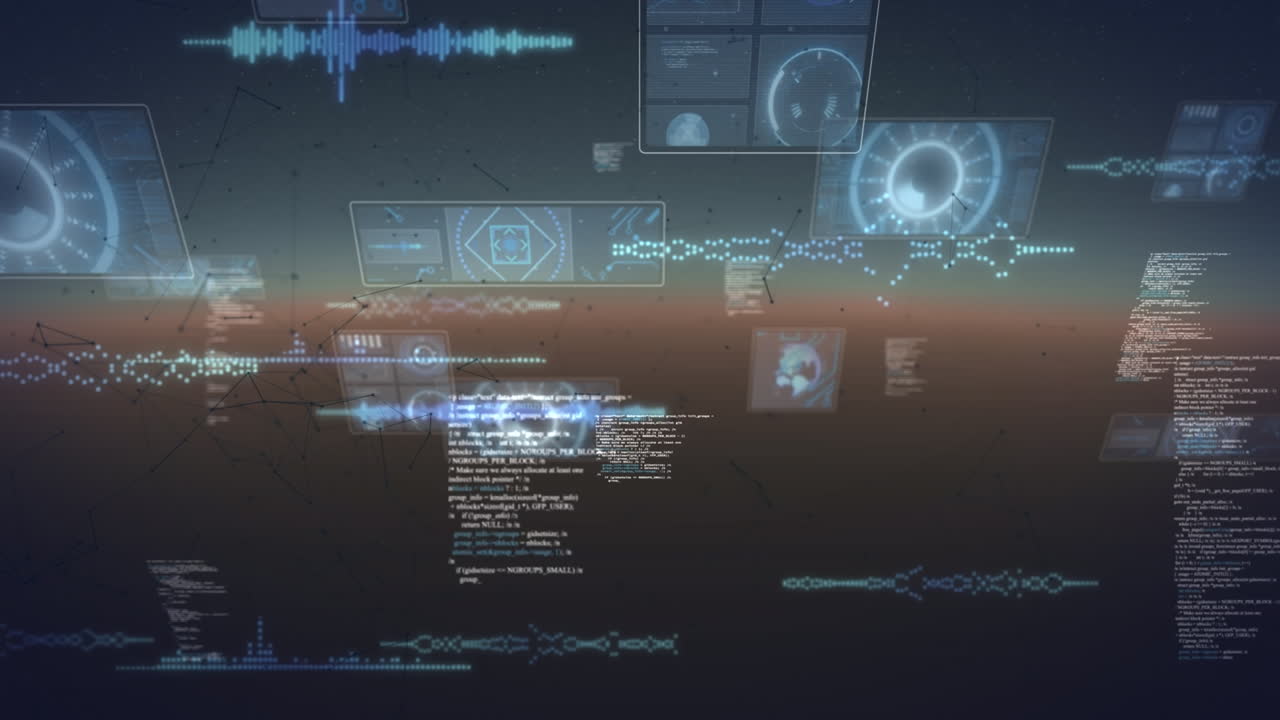 animación del procesamiento de datos en pantallas móviles