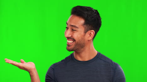 Show,-choice-and-face-of-Asian-man-on-green-screen