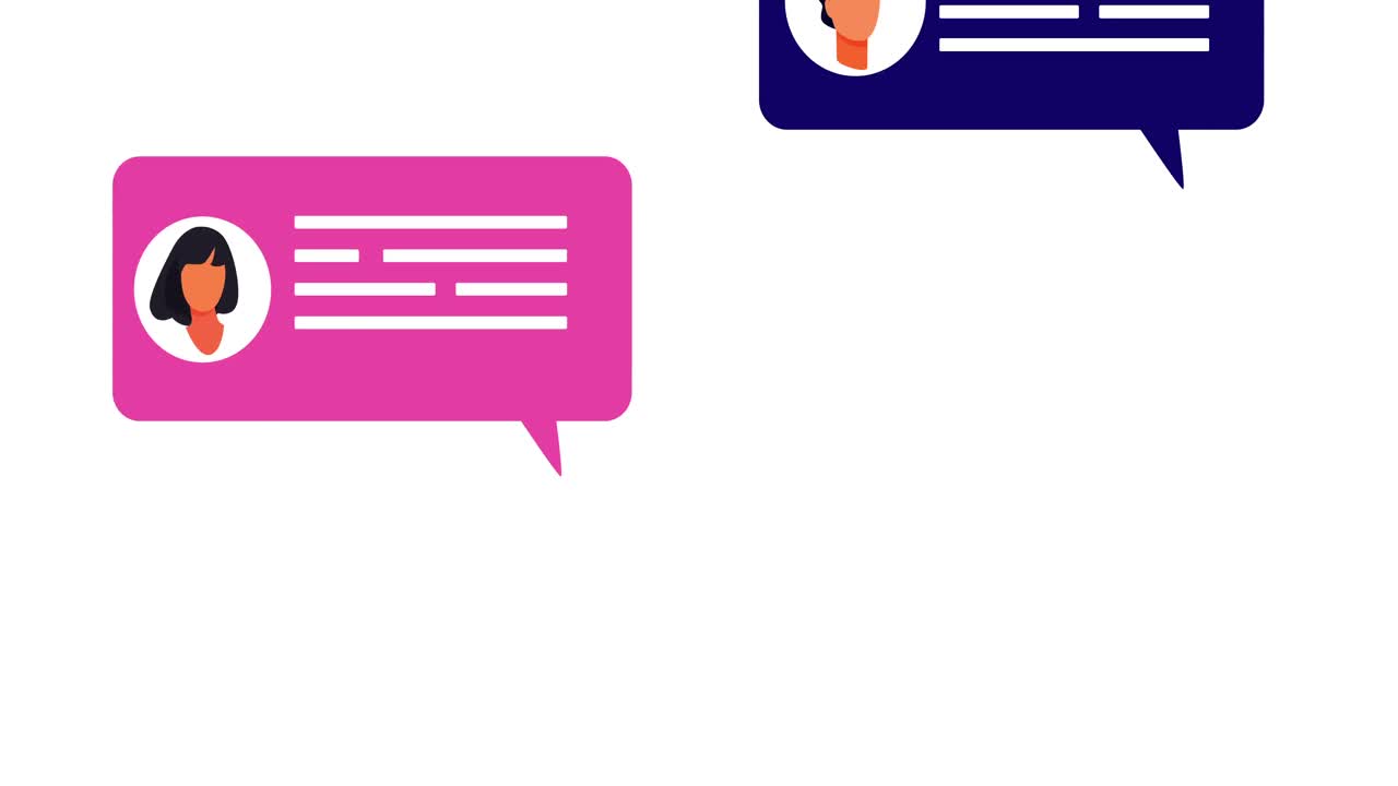Animation of multiple social networking chat speech bubbles