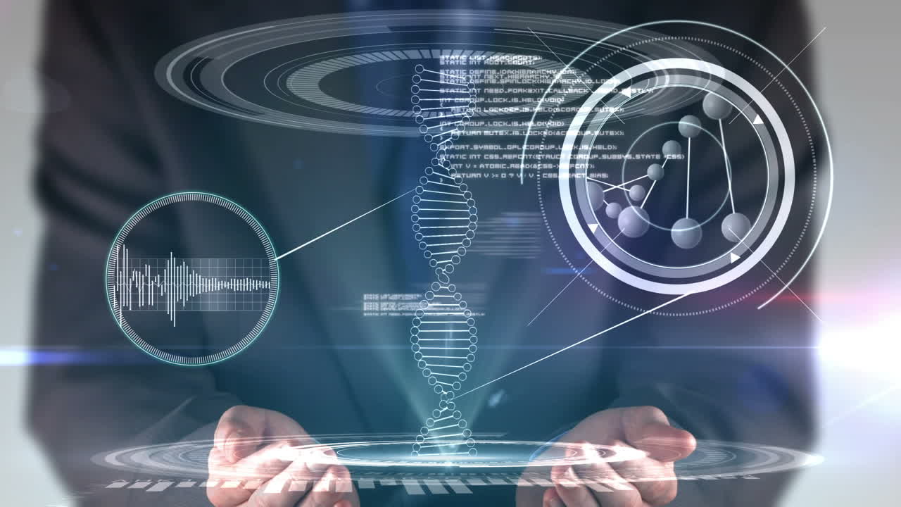 dna 헬릭스를 보여주는 사업가