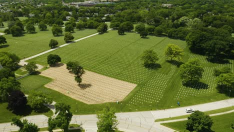 aerial flight over military cemetary in milwaukee, wisconsin [4k