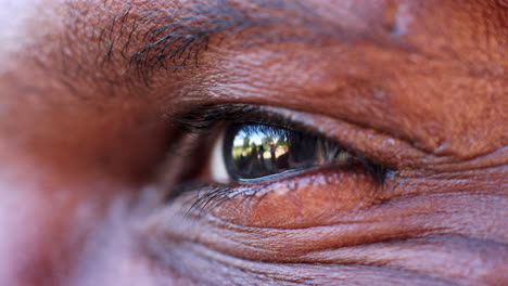 close up detail of the eye of a middle aged black man