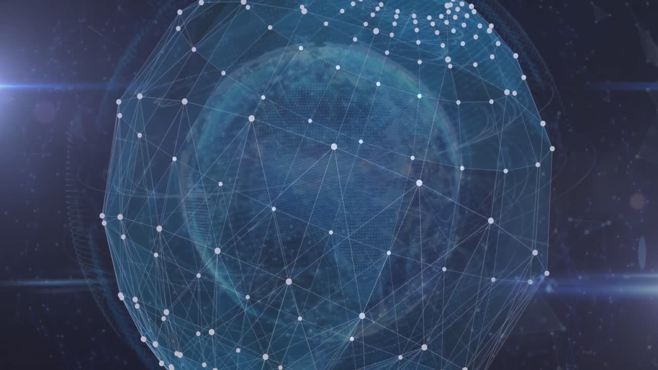 animación del globo con una red de conexiones con senderos de luz brillante