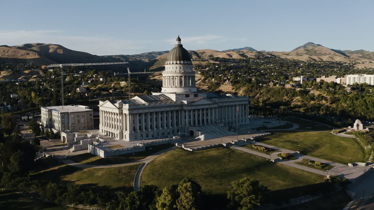 Aerial view of the Utah state capitol under construction