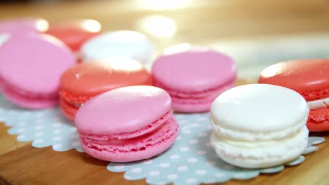 tray of macaroons on counter