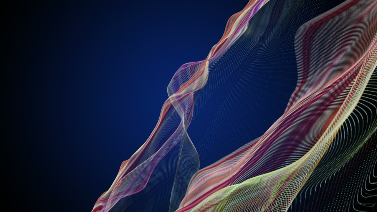 Fantastic animation with particle wave object in slow motion and space for text, 4096x2304 loop 4K