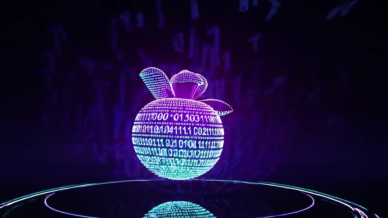 Glowing Binary Apple