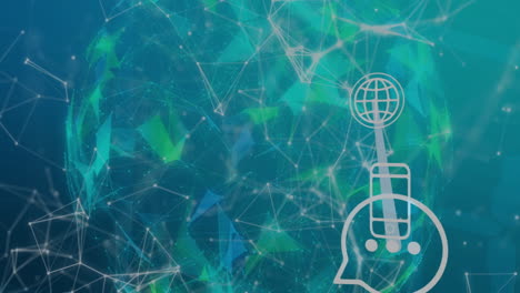 animation of digital network connections with smartphone icon over globe background