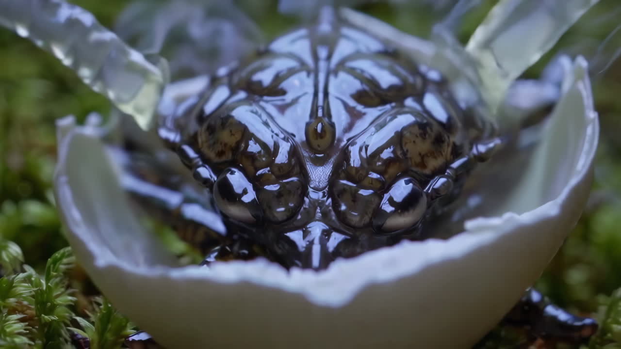 Insect Emerging from Egg in Mossy Forest