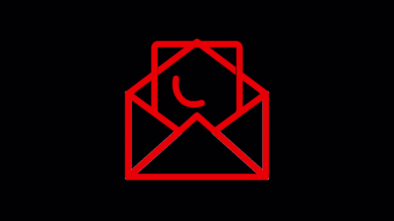 Animated Red Outline Email Icon with At Symbol