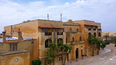 Aerial-view-of-a-hotel-complex-and-its-surroundings-in-Gozo,-Malta