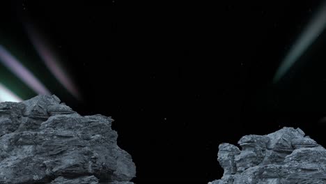 Animation-of-rocks-at-christmas-over-aurora