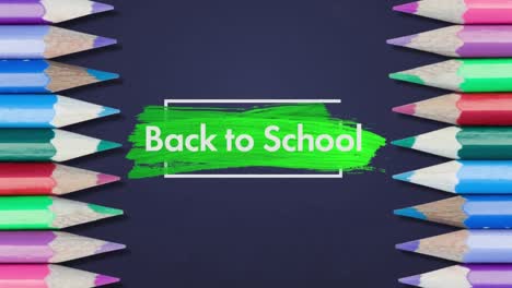 Back-to-school-text-against-color-pencils-on-blue-background