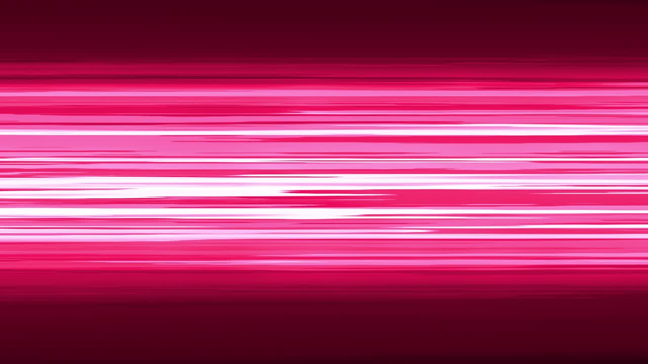 Sfondo anime astratto, illustrazione 3D colorata e dinamica. Animazione in loop 4K con linee di velocità orizzontali in stile fumetto anime. Sfondo di linee veloci e luminose. Movimento di scie luminose rosa e rosse con gradiente vivido.