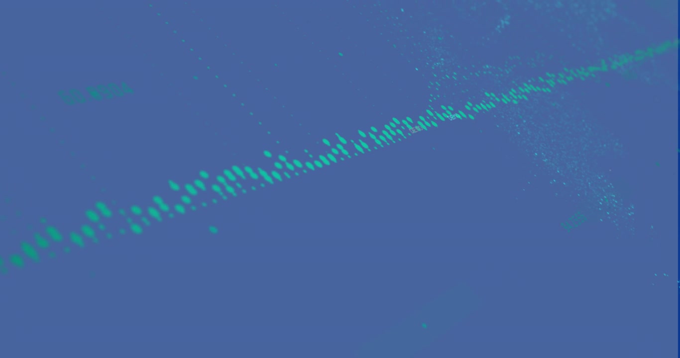 Animation of financial data processing over blue background