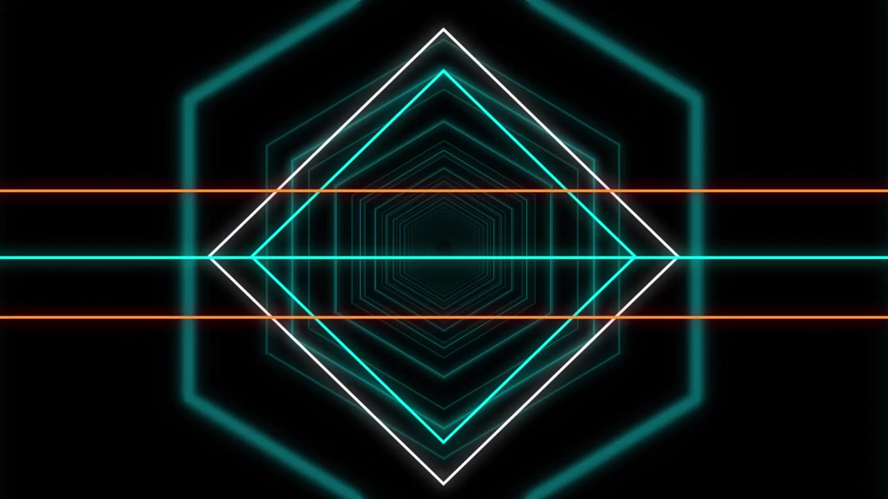 Blue hexagons enlarging on black background